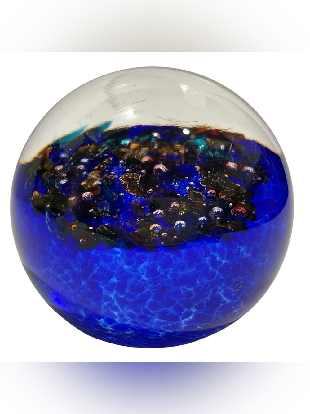 Vintage 1980s Robert Held Signed Art Glass Paperweight Multicolored "Jewel"